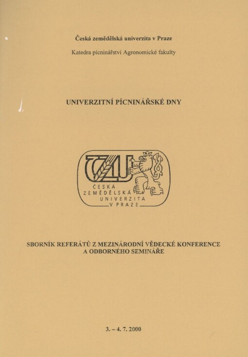 Univerzitní pícninářské dny :sborník referátů z mezinárodní vědecké konference a odborného semináře, 3.-4.7.2000
