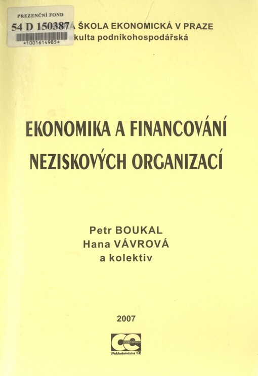 Ekonomika a financování neziskových organizací