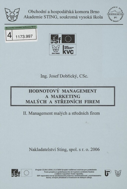 Hodnotový management a marketing malých a středních firem