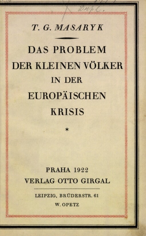 Das Problem der kleinen Völker in der Europäischen Krisis