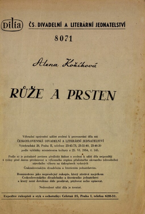 Růže a prsten: Pohádková hra o 10 obr