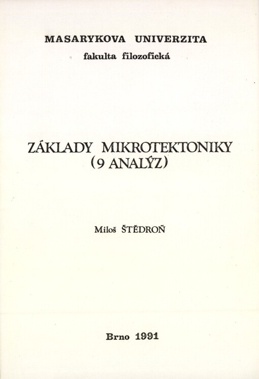 Základy mikrotektoniky: 9 analýz