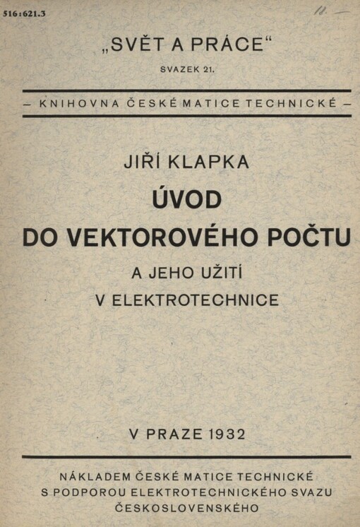 Úvod do vektorového počtu a jeho užití v elektrotechnice