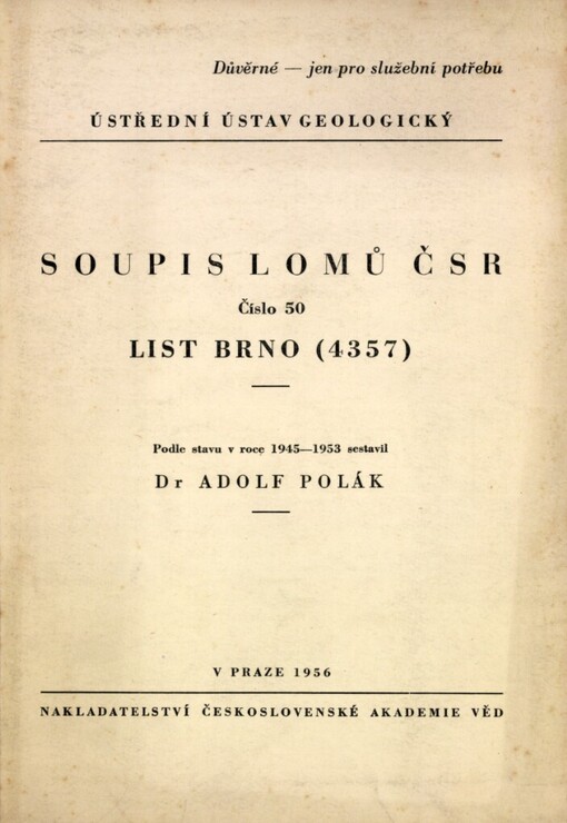 Soupis lomů ČSR.Číslo 50,List Brno (4357), Číslo 50, List Brno (4357)