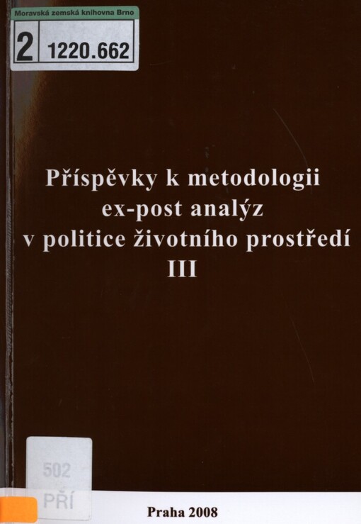 Příspěvky k metodologii ex-post analýz v politice životního prostředí III