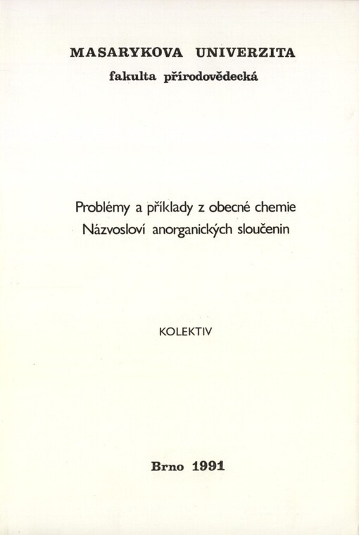 Problémy a příklady z obecné chemie: Určeno pro posl. fak. přírodovědecké