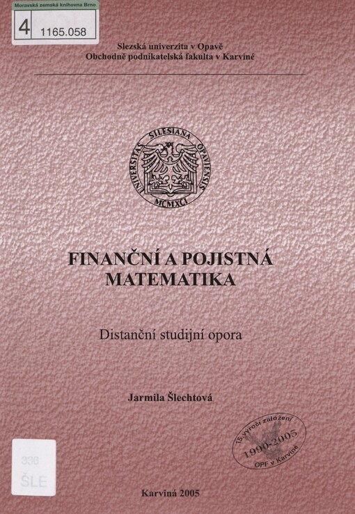 Finanční a pojistná matematika: distanční studijní opora