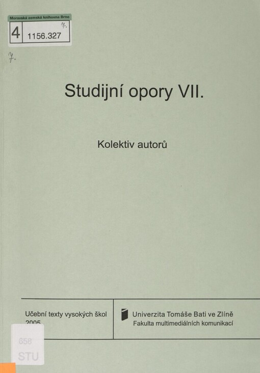 Studijní opory: texty pro studující v kombinované formě : magisterský studijní program : mediální a komunikační studia