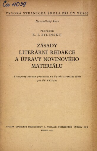 Zásady literární redakce a úpravy novinového materiálu