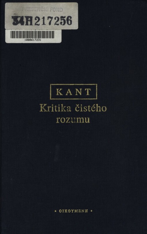 Kritika čistého rozumu, 1. vyd.