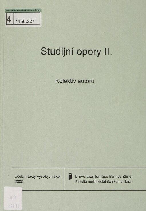 Studijní opory: texty pro studující v kombinované formě : bakalářský studijní program : mediální a komunikační studia