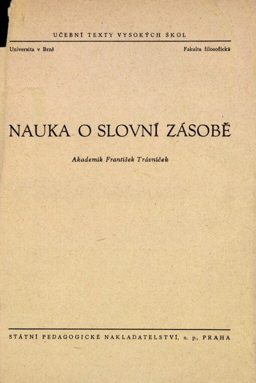 Nauka o slovní zásobě: určeno pro posluchače fakulty fil
