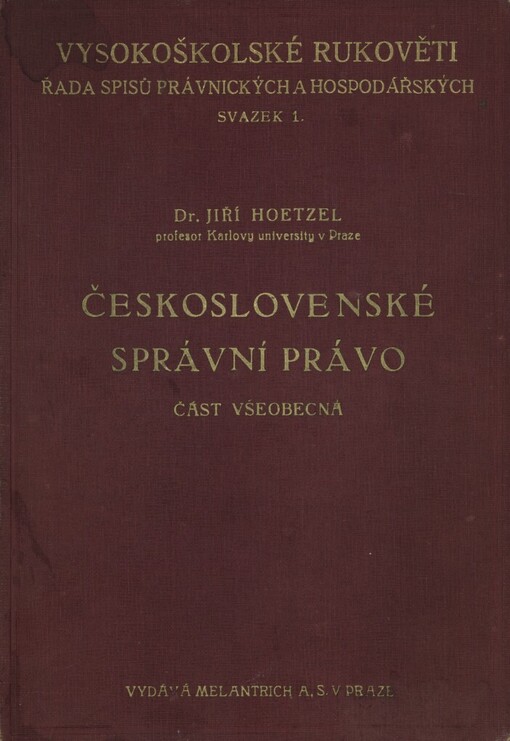 Československé správní právo :část všeobecná