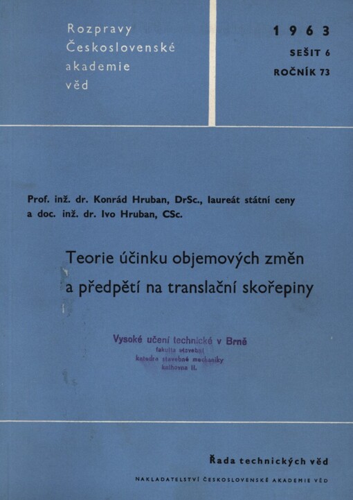 Teorie účinku objemových změn a předpětí na translační skořepiny