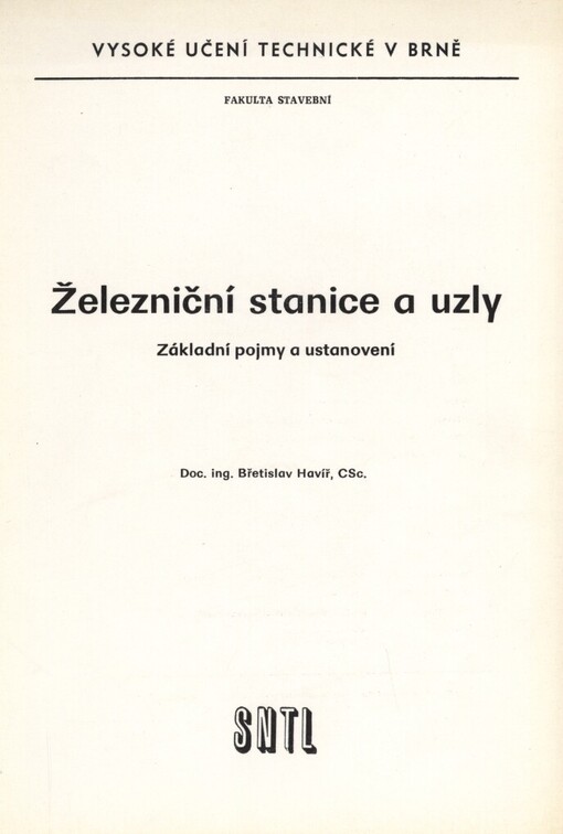 Železniční stanice a uzly :zákl. pojmy a ustanovení