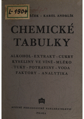 Chemické tabulky : alkohol - extrakt - cukry - kyseliny ve víně - mléko - tuky - potraviny - voda - faktory - analytika  (odkaz v elektronickém katalogu)