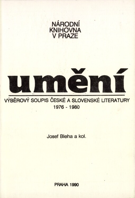 Umění: výběrový soupis české a slovenské literatury 1976-1980