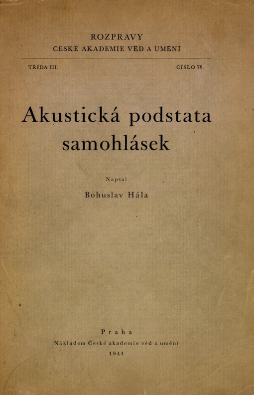 Akustická podstata samohlásek