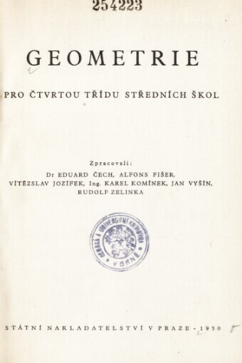Geometrie pro čtvrtou třídu středních škol