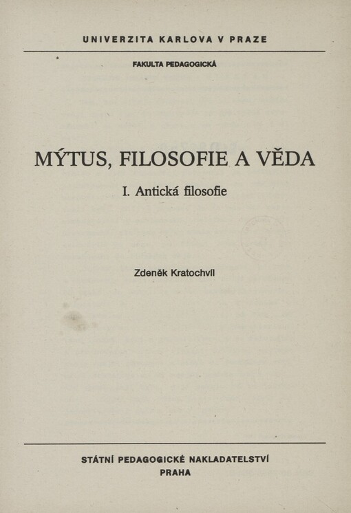 Mýtus, filosofie a věda