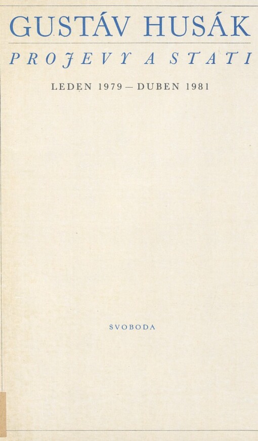 Projevy a stati :leden 1979-duben 1981