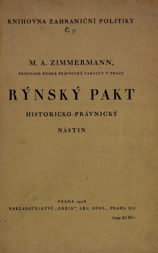 Rýnský pakt :historicko-právnický nástin