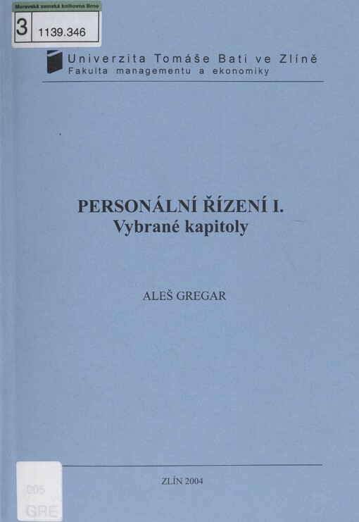 Personální řízení I: vybrané kapitoly