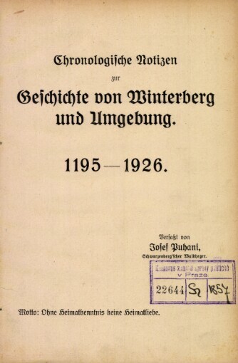 Chronologische Notizen zur Geschichte von Winterberg und Umgebung: 1195-1926