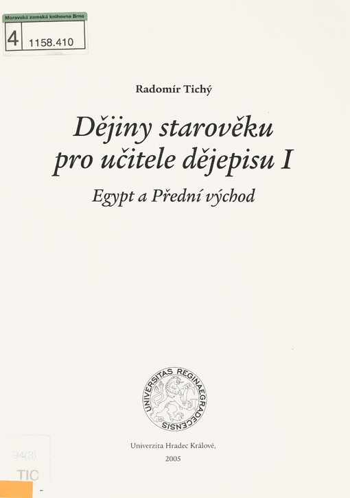 Dějiny starověku pro učitele dějepisu I :Egypt a Přední východ