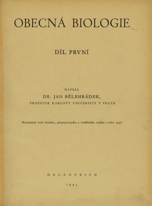 Obecná biologie.Díl první, 3., přeprac. a rozš. vyd.