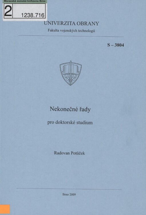 Nekonečné řady: pro doktorské studium