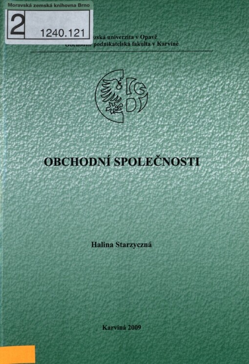 Obchodní společnosti: distanční studijní opora