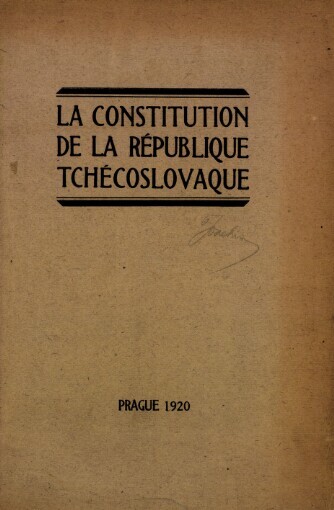 La Constitution de la République Tchécoslovaque