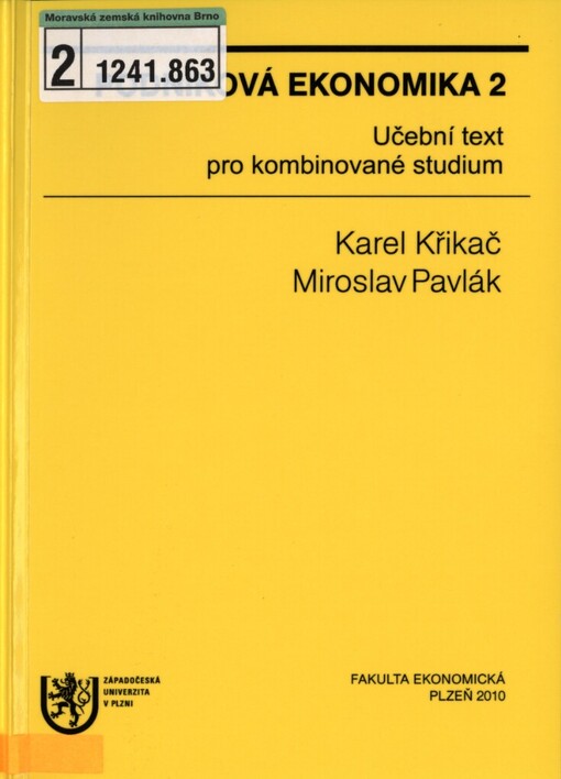 Podniková ekonomika 2: učební text pro kombinované studium