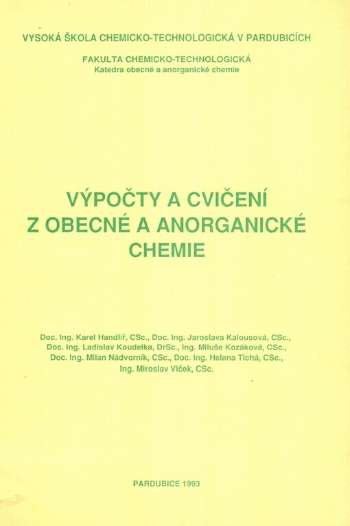 Výpočty a cvičení z obecné a anorganické chemie