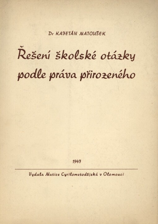 Řešení školské otázky podle práva přirozeného