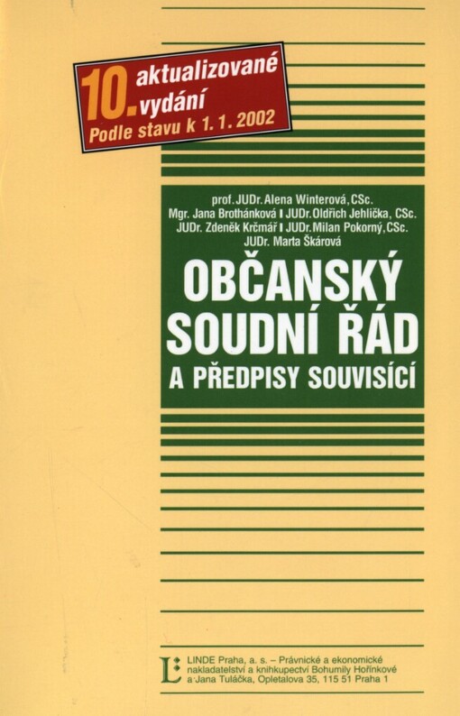 Občanský soudní řád a předpisy souvisící: podle stavu k 1.1.2002
