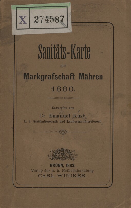 Sanitäts-Karte der Markgrafschaft Mähren 1880