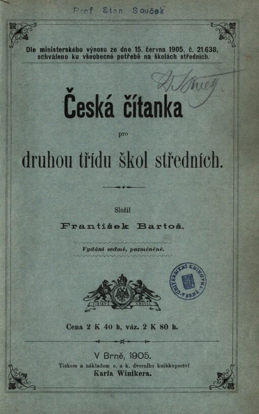 Česká čítanka pro druhou třídu škol středních