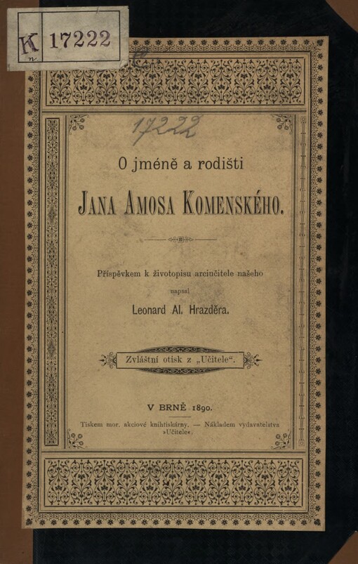 O jméně a rodišti Jana Amose Komenského