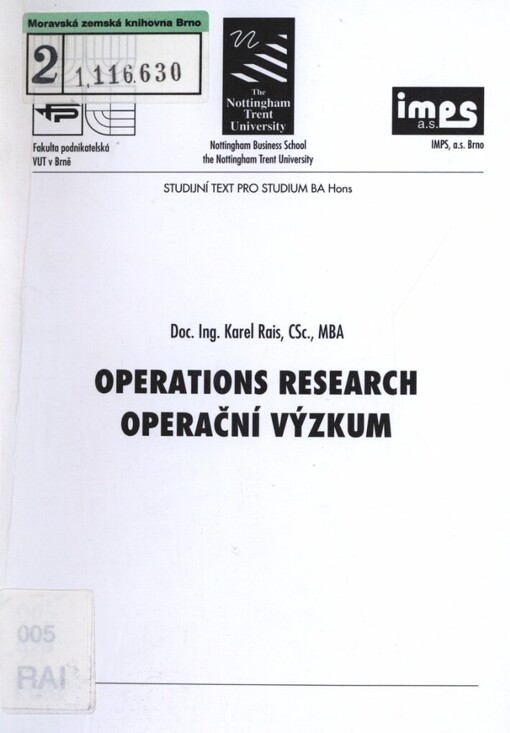 Operations research =Operační výzkum