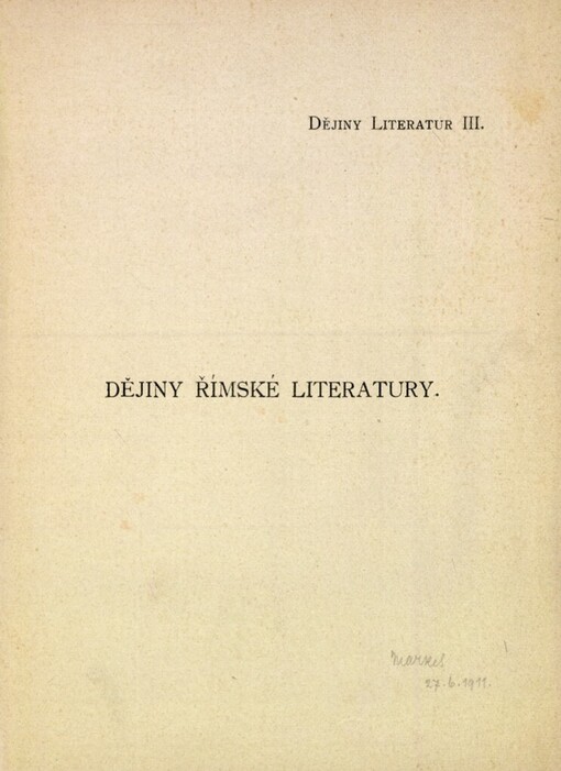 Dějiny římské literatury v pěti hodinách