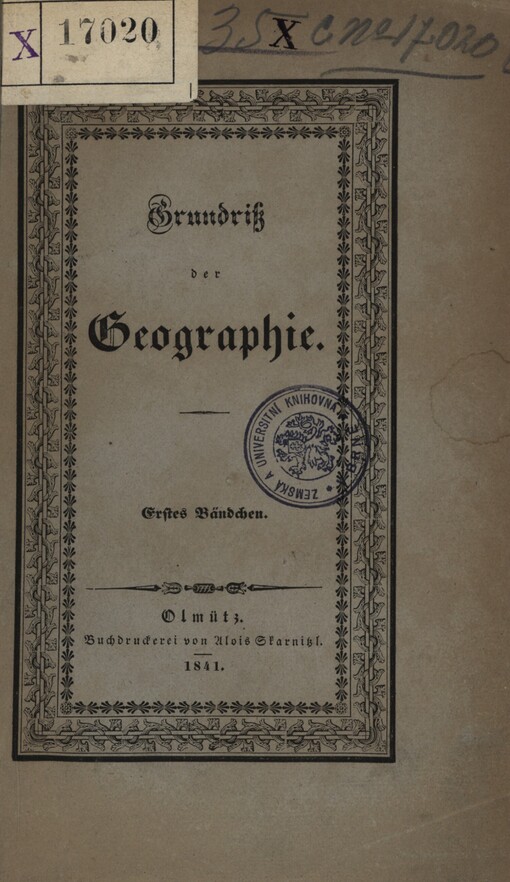 Grundriss der Geographie.Bd. 1.
