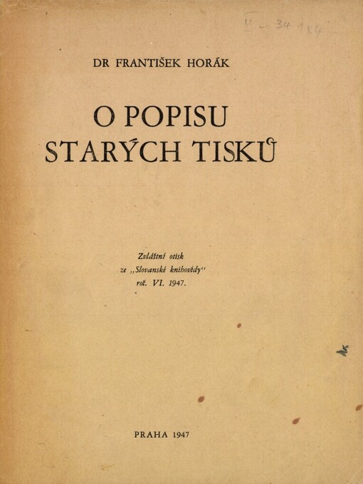 O popisu starých tisků