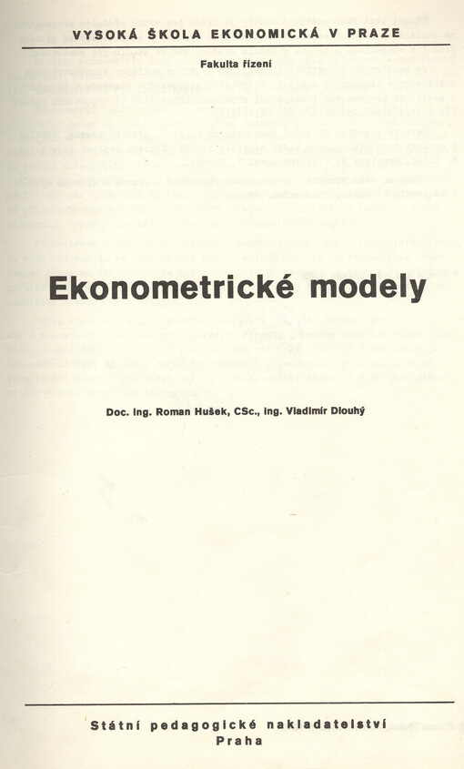 Ekonometrické modely