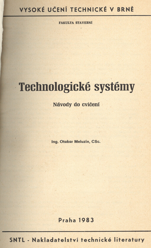 Technologické systémy :návody do cvičení