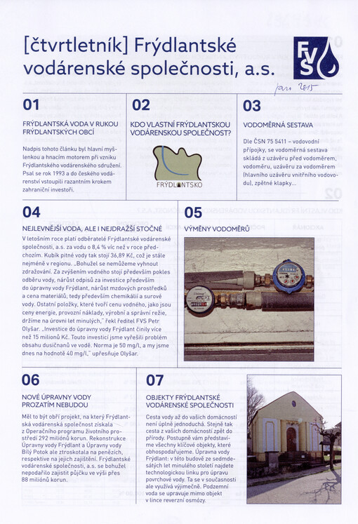 Čtvrtletník Frýdlantské vodárenské společnosti, a.s.
