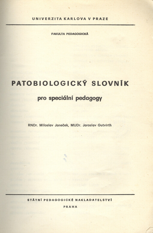 Patobiologický slovník pro speciální pedagogy