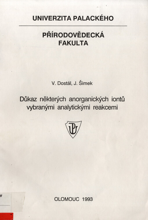 Důkaz některých anorganických iontů vybranými analytickými reakcemi