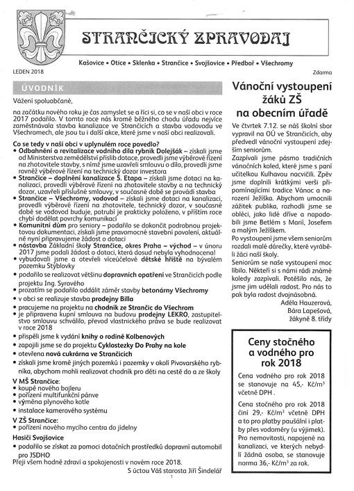 Strančický zpravodaj : Kašovice, Otice, Sklenka, Strančice, Svojšovice, Předboř, Všechromy